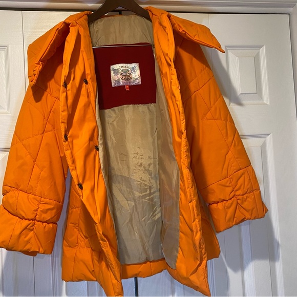 NWOT New London USA Orange Asymetrial Puffer Winter Coat Size Large - Picture 10 of 16